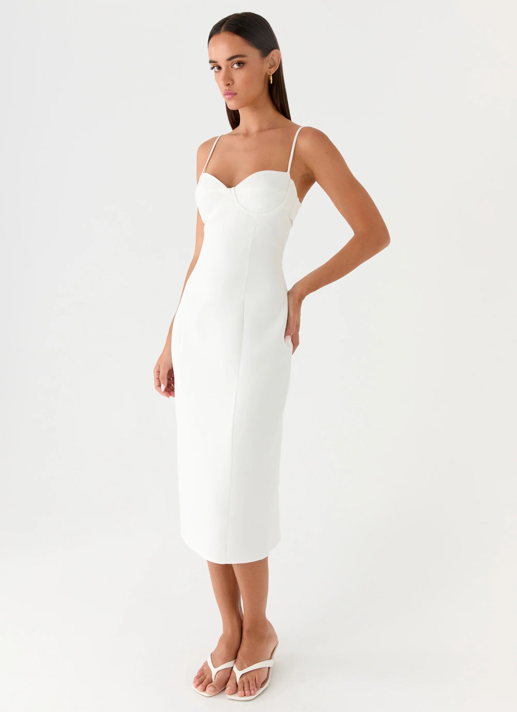Asling Bustier Midi Dress - White